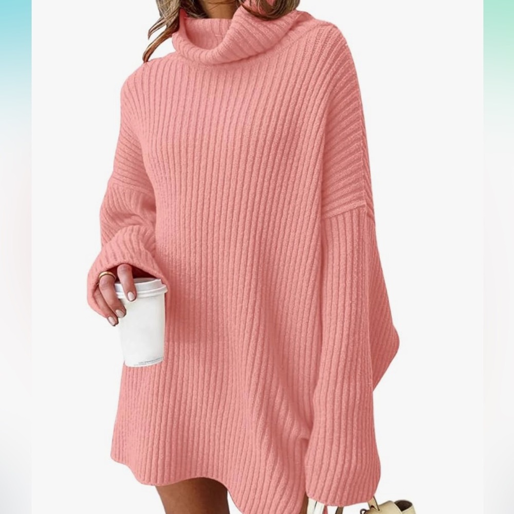 Pink Oversize Sweater Dress